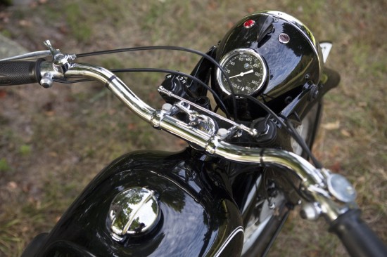 The R5’s handlebars. This speedometer was rebuilt by a California company specializing in vintage speedometers. JAMES ROBERT FULLER FOR THE WALL STREET JOURNAL